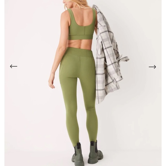 Frank and Oak High Waisted Leggings with Pockets in Olive - Picture 2 of 7